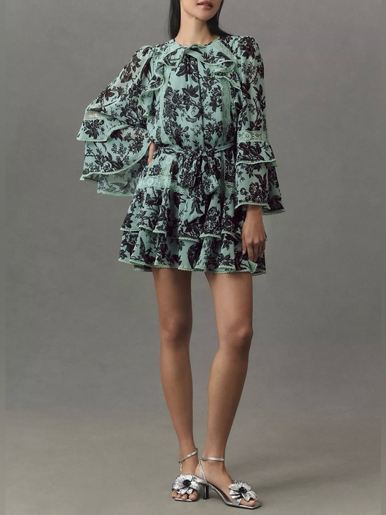 Anthropologie BHLDN Camila Kimono -Sleeve-Chiffon Mini Dress, Size M - Picture 2 of 15